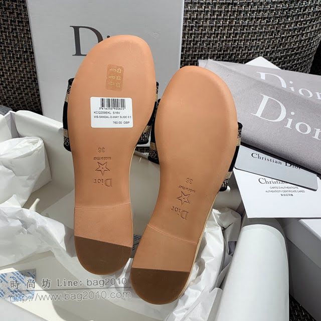 DIOR女鞋 迪奧2021專櫃新款磨砂新大底涼拖 Dior一字型刺繡平拖  naq1492